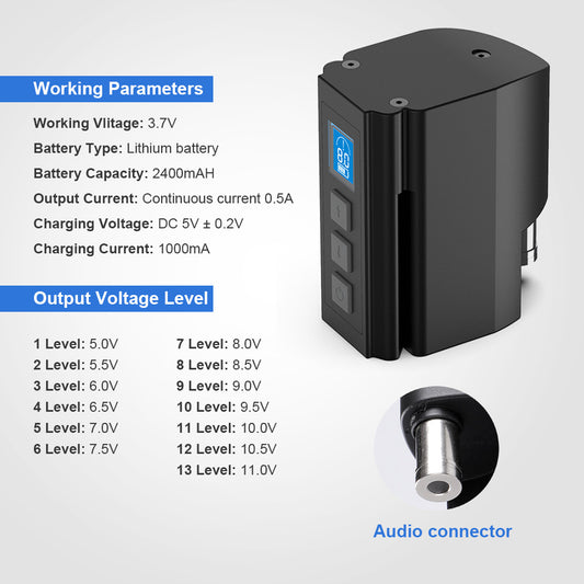 Professional Tattoo Machine Battery for Cheyenne – 2400mAh Wireless 5-11V Adjustable